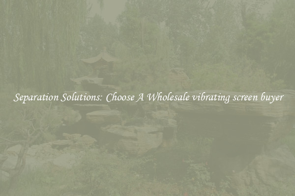 Separation Solutions: Choose A Wholesale vibrating screen buyer