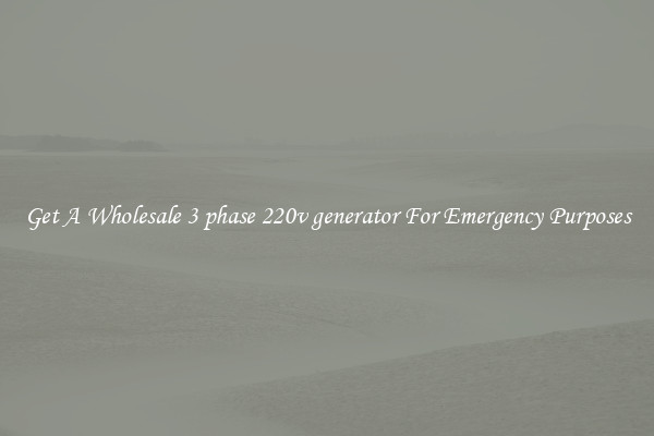 Get A Wholesale 3 phase 220v generator For Emergency Purposes